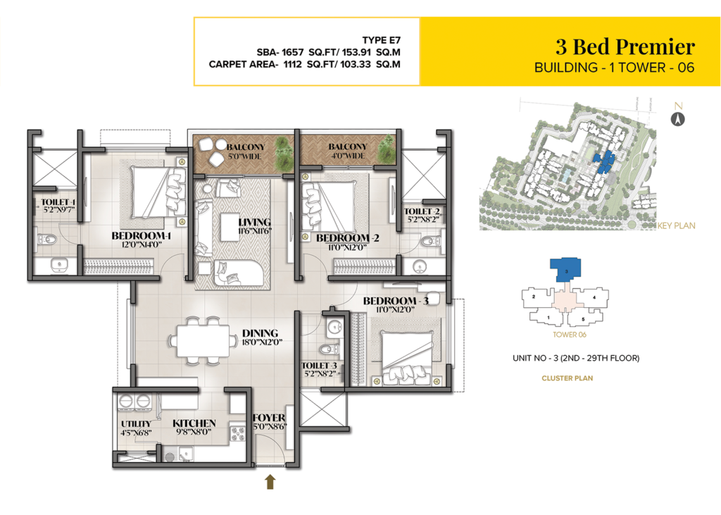avalon park at the prestige city, flats in sarjapura bangaluru. 3br type e7