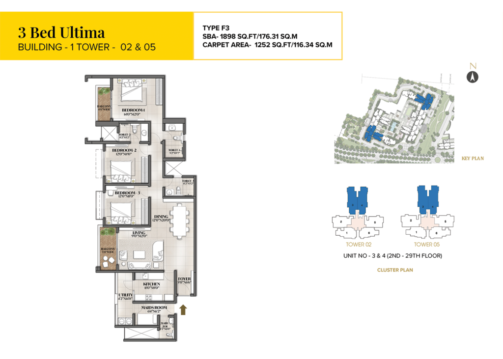 avalon park at the prestige city, flats in sarjapura bangaluru. 3br type f3