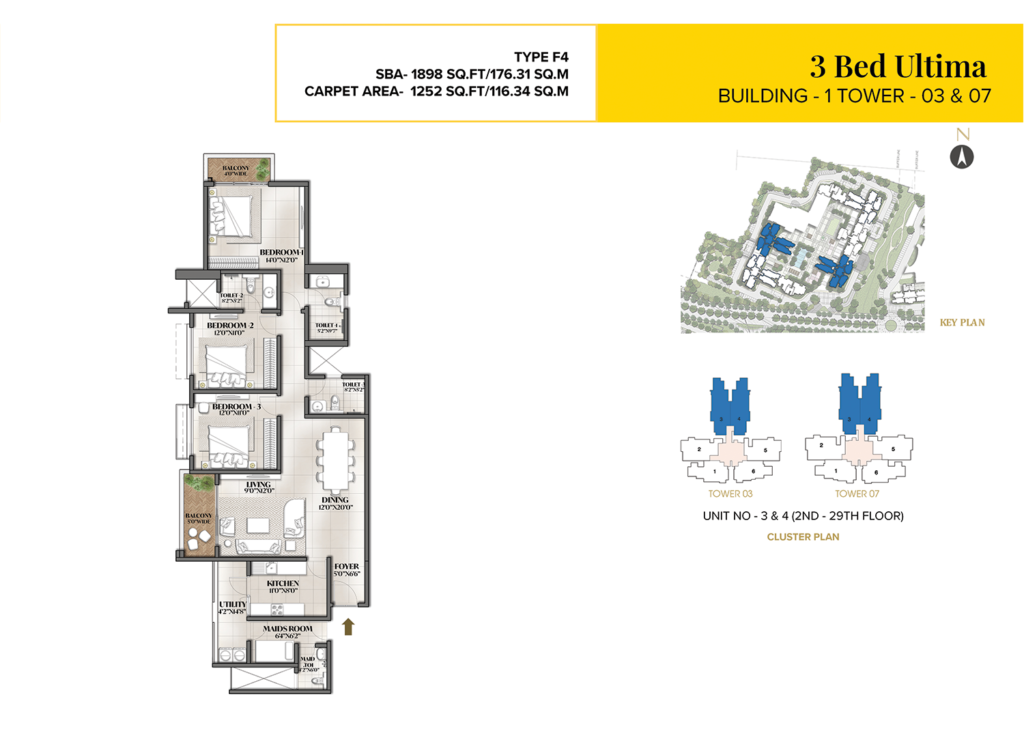 avalon park at the prestige city, flats in sarjapura bangaluru. 3br type f4