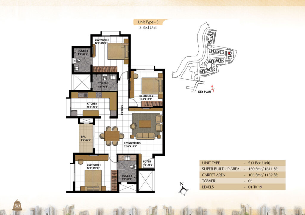 prestige bagamane temple bells, flats in rr nagar bengaluru. 2 br type s