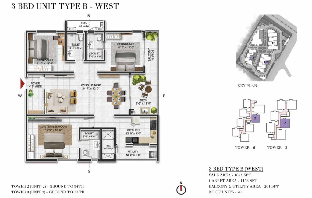 prestige beverly hills, flats in kokapet hyderabad. 3br type b