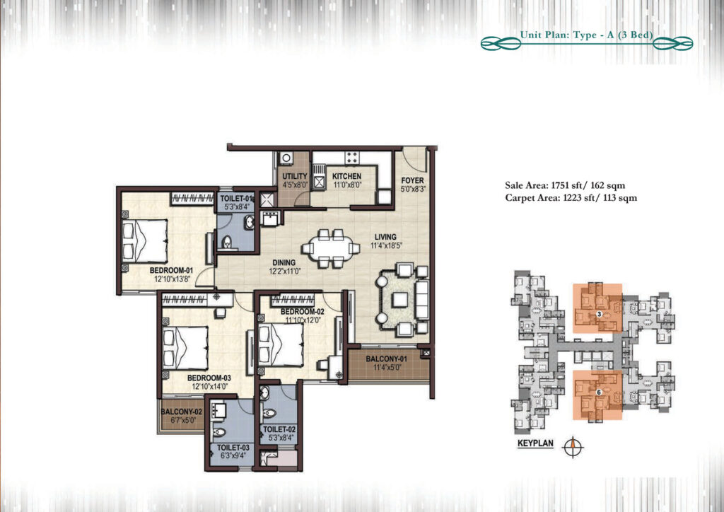 prestige cityscape, flats in cochin kerala. 3br type a