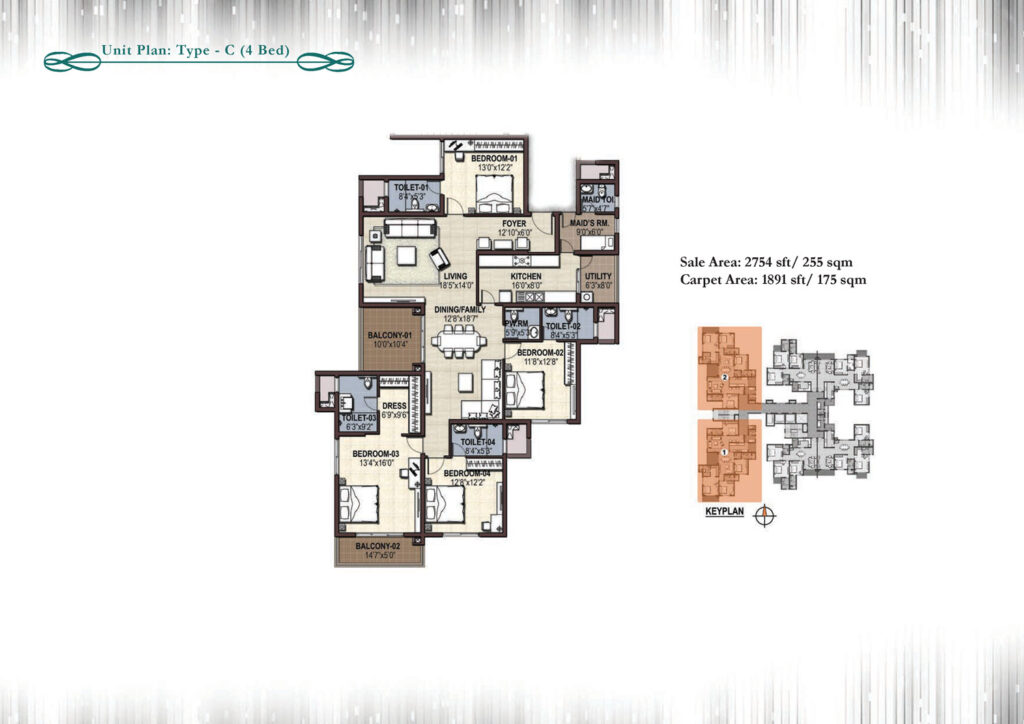 prestige cityscape, flats in cochin kerala. 4br type c
