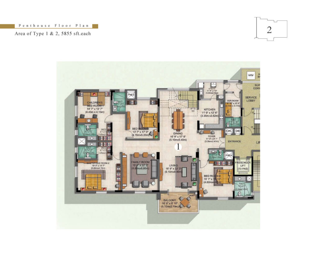 prestige edwardian, flats in vasanth nagar bangaluru. 4br type 1