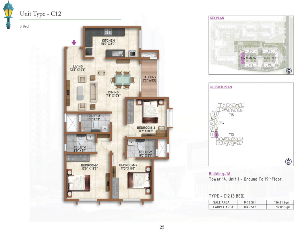 prestige finsbury park- Regent, flats in gummanahalli bangaluru. 3br type c12