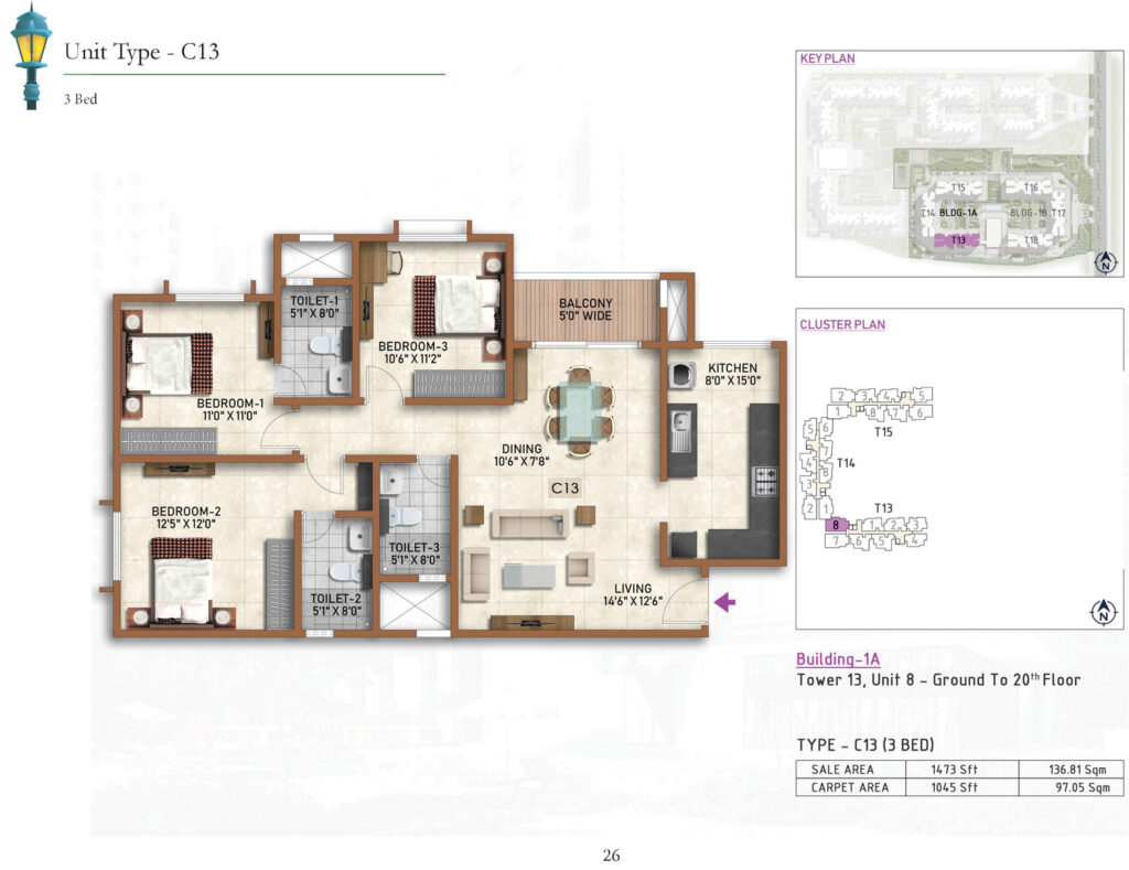 prestige finsbury park- Regent, flats in gummanahalli bangaluru. 3br type c13
