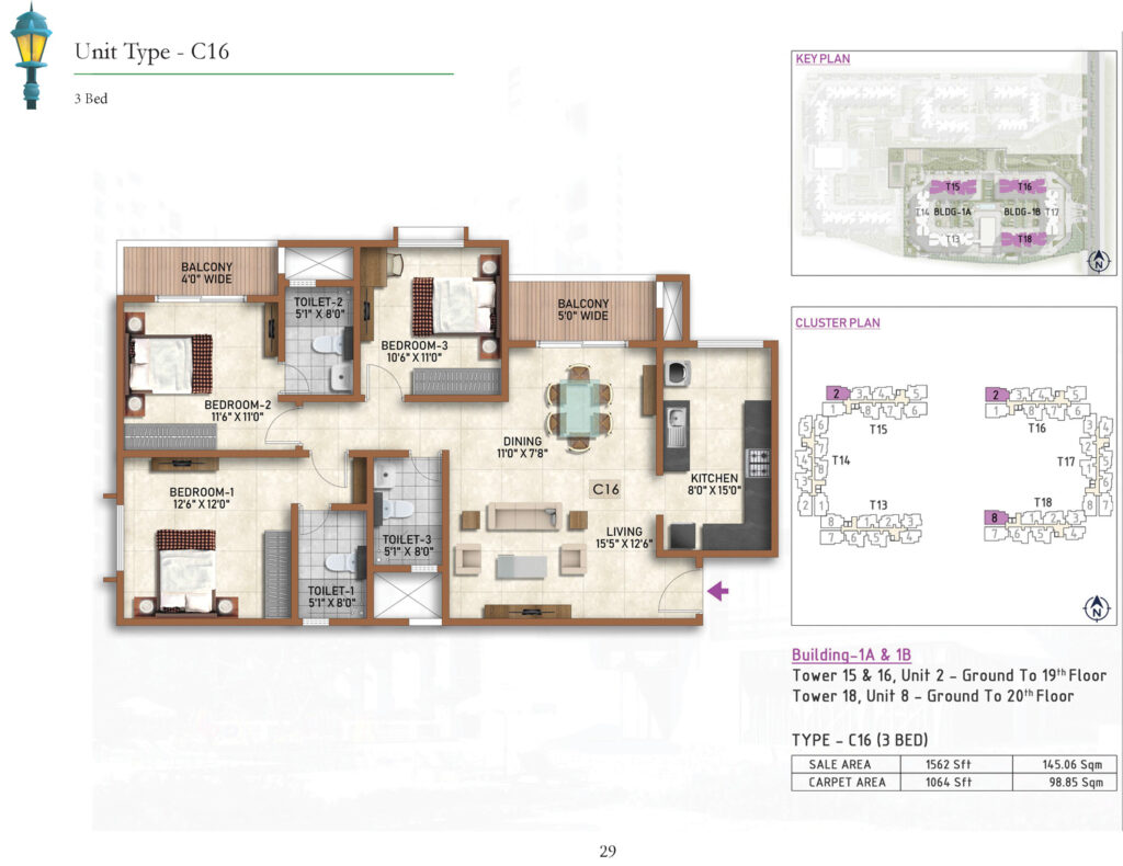 prestige finsbury park- Regent, flats in gummanahalli bangaluru. 3br type c16