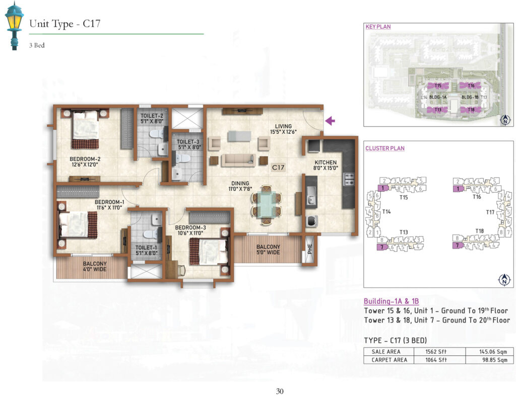 prestige finsbury park- Regent, flats in gummanahalli bangaluru. 3br type c17