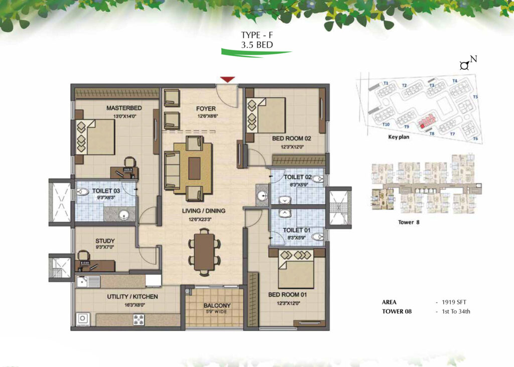 prestige high fields, flats in nanakramguda hyderabad. 3.5br type f