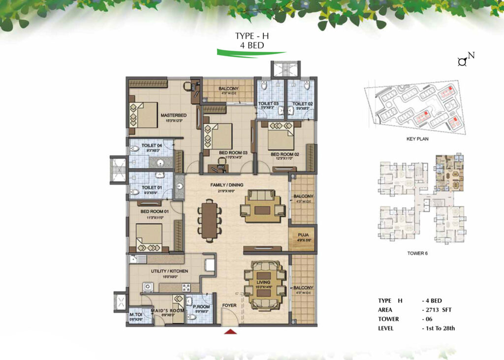 prestige high fields, flats in nanakramguda hyderabad. 4br type h