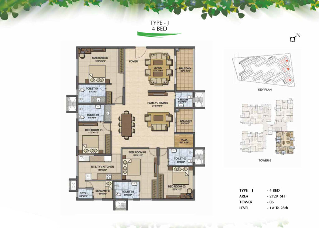 prestige high fields, flats in nanakramguda hyderabad. 4br type j