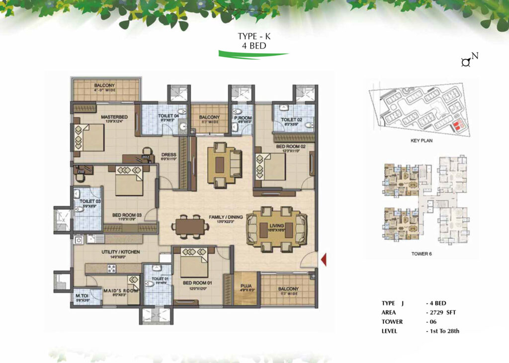 prestige high fields, flats in nanakramguda hyderabad. 4br type k