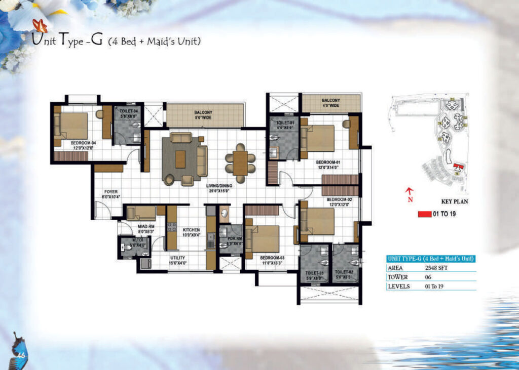 prestige hillside gateway, flats in cochin kerala. 4.5br type g