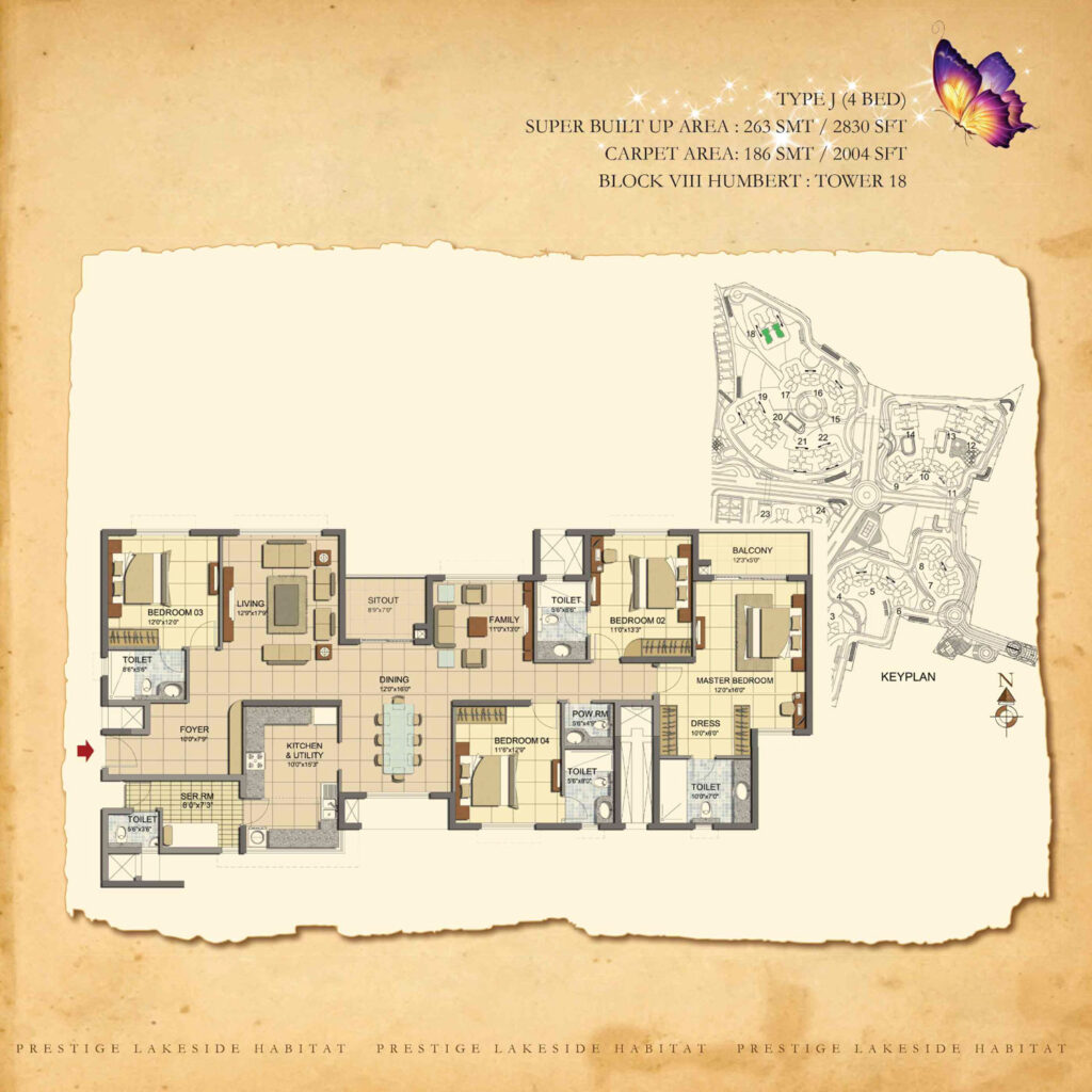 prestige lakeside habitat, flats in whitefield bangaluru. 4br type j