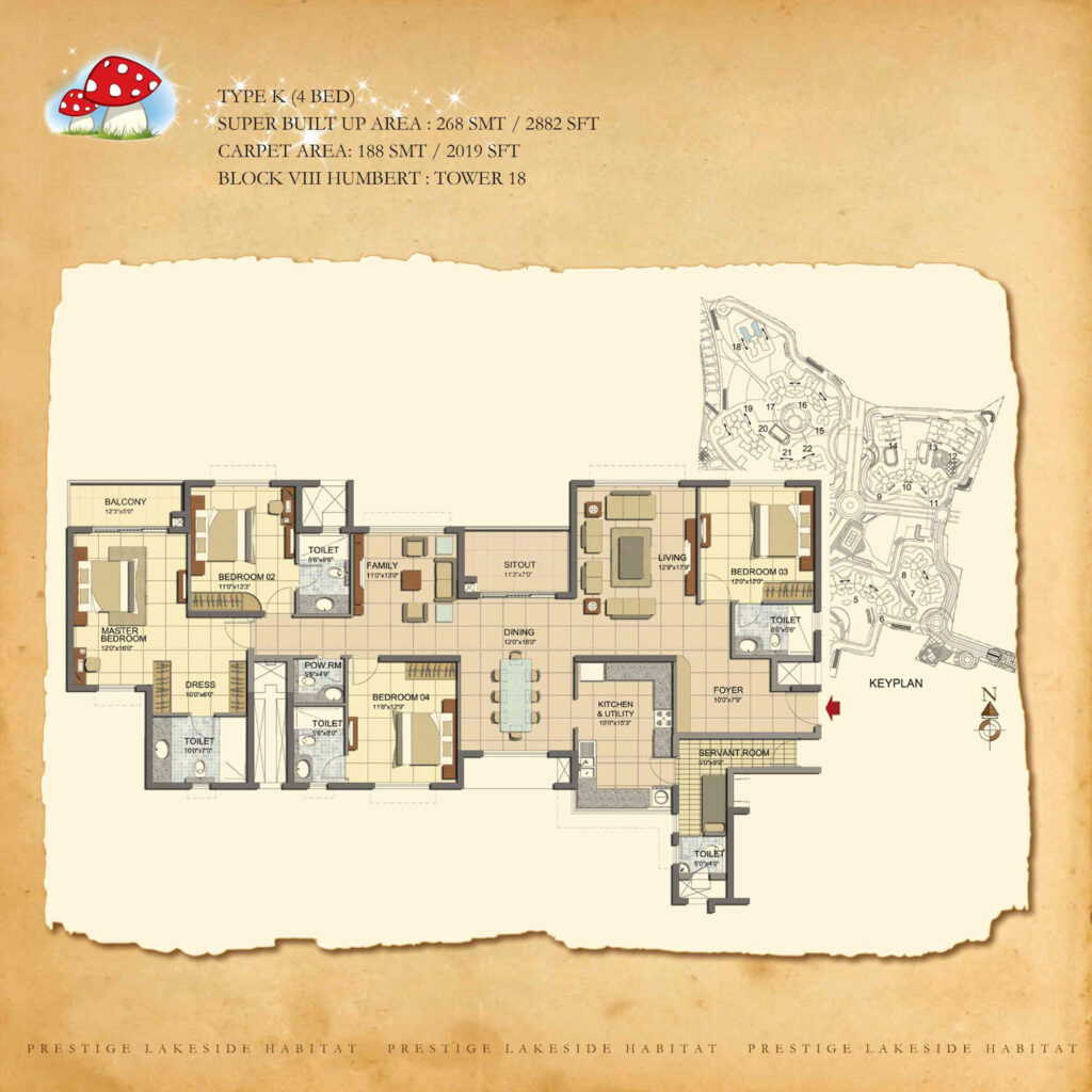 prestige lakeside habitat, flats in whitefield bangaluru. 4br type k