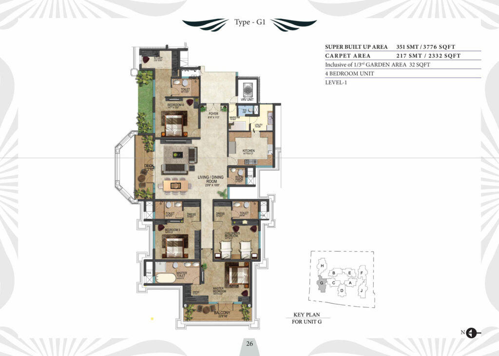 prestige leela residences, flats in kodihalli bangaluru. 4br type g1