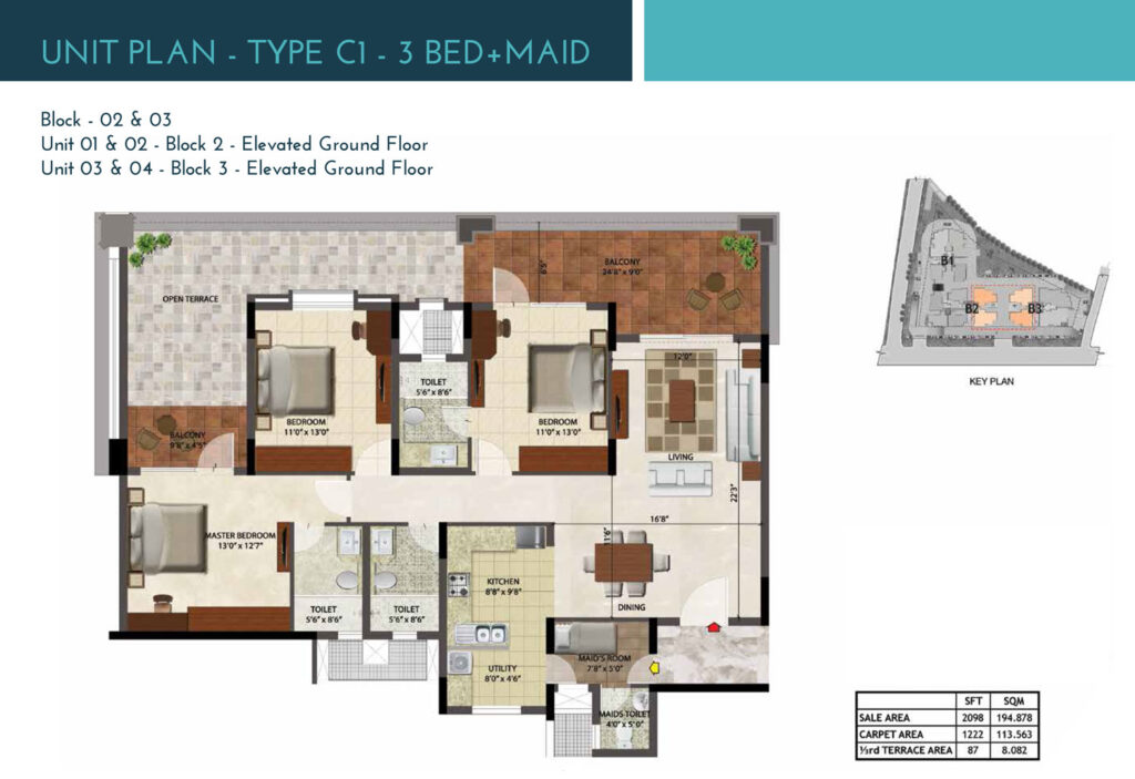 prestige ocean crest, flats in taleigao goa. 3.5br type c1