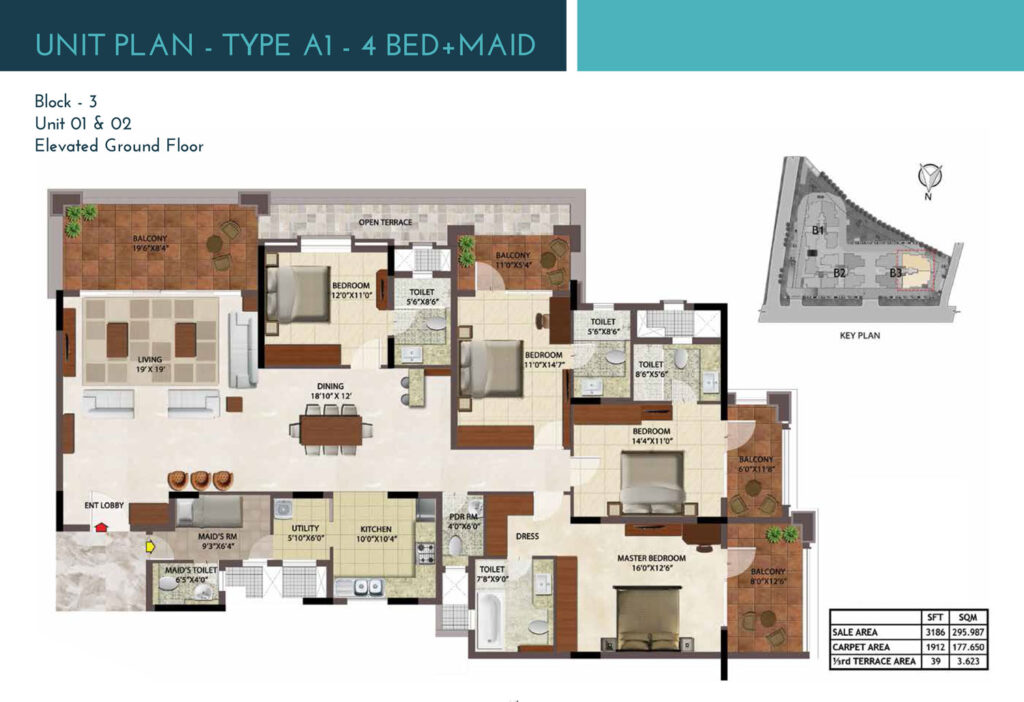 prestige ocean crest, flats in taleigao goa. 4br type a1