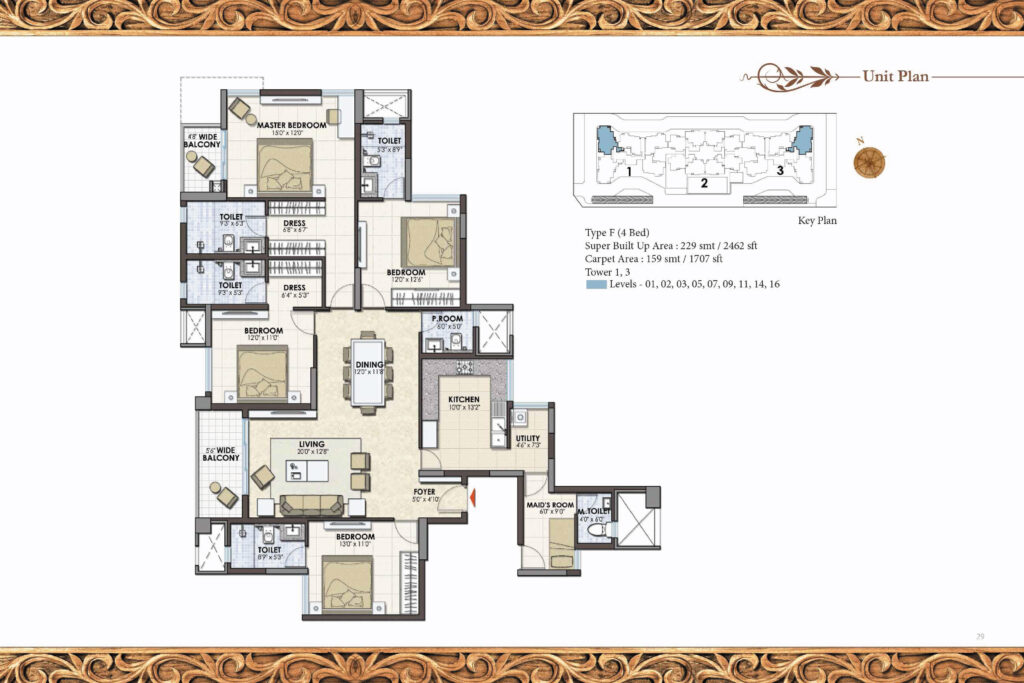 prestige pinewood, flats in koramangala bengaluru. 4br type f