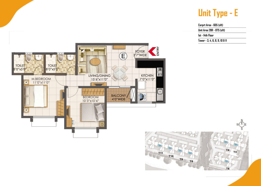prestige primrose hills, flats in banashankari bangalore. 2br type e