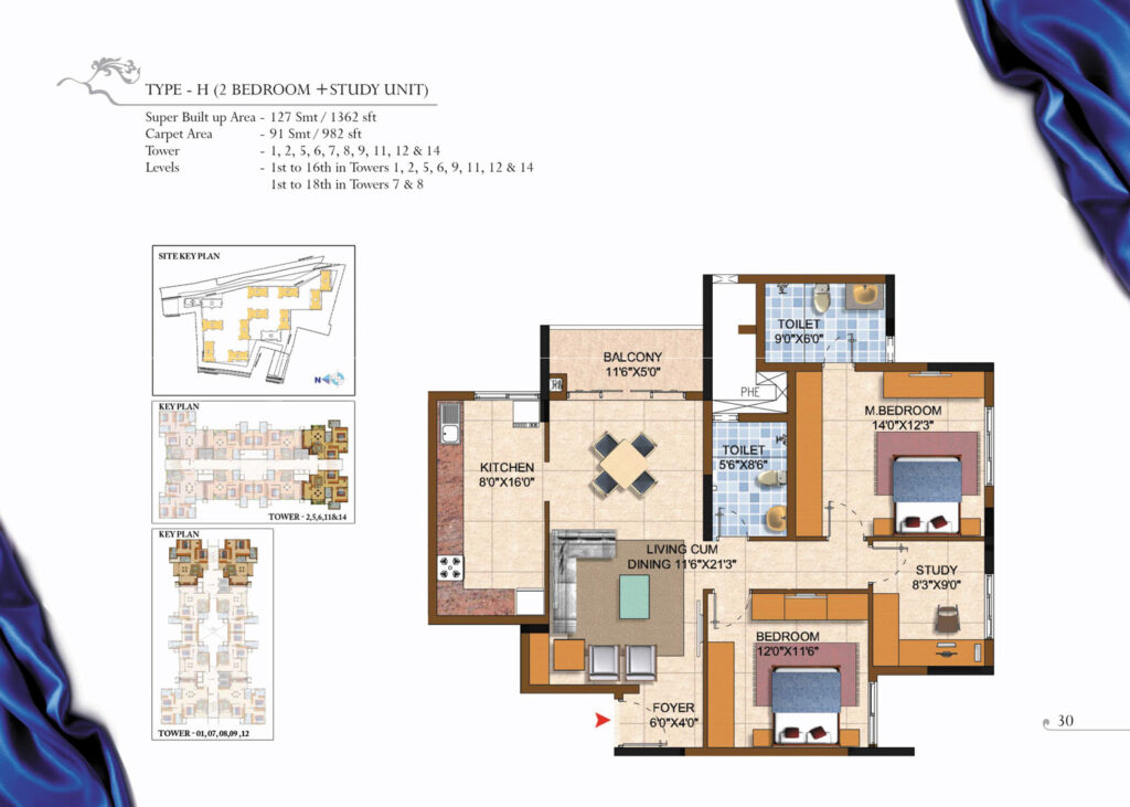 prestige royale gardens, flats in yelahanka bangaluru. 2.5 br type h