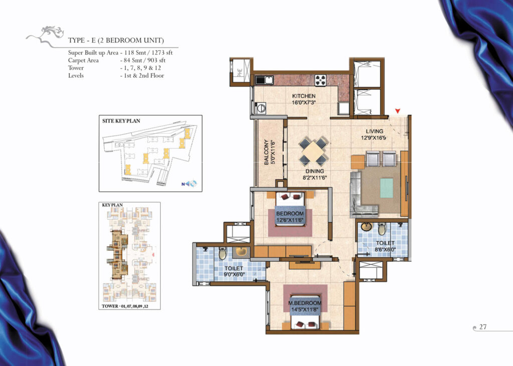 prestige royale gardens, flats in yelahanka bangaluru. 2 br type e