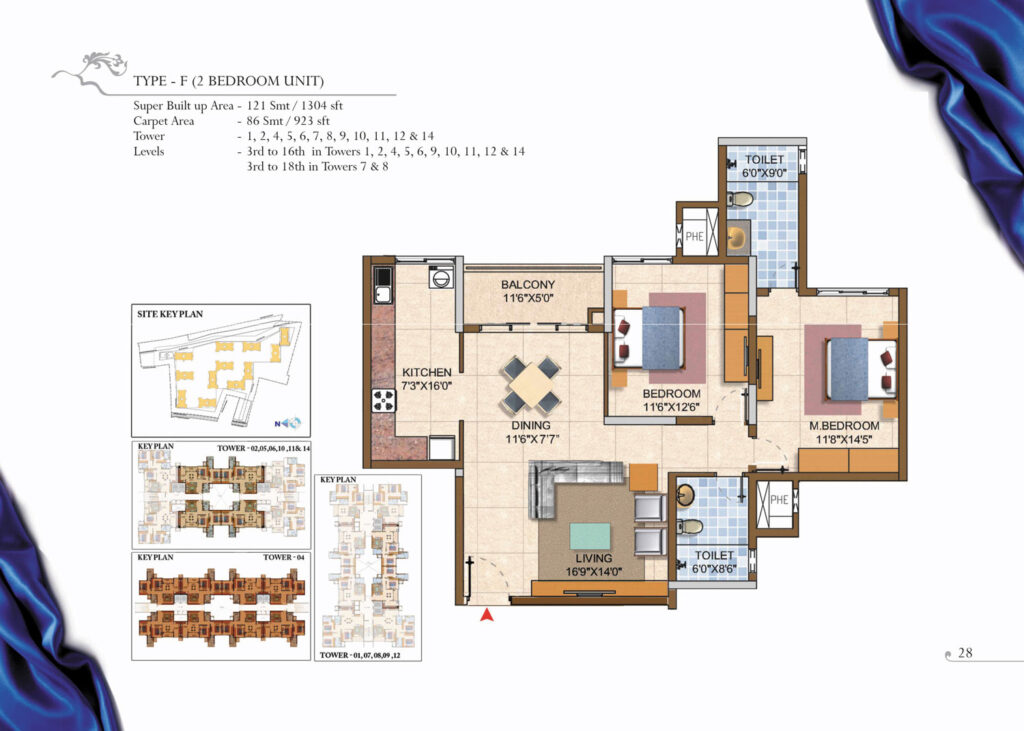 prestige royale gardens, flats in yelahanka bangaluru. 2 br type f
