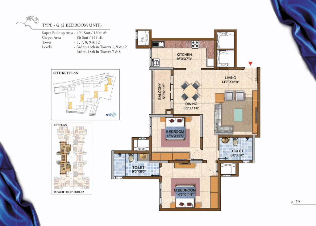 prestige royale gardens, flats in yelahanka bangaluru. 2 br type g