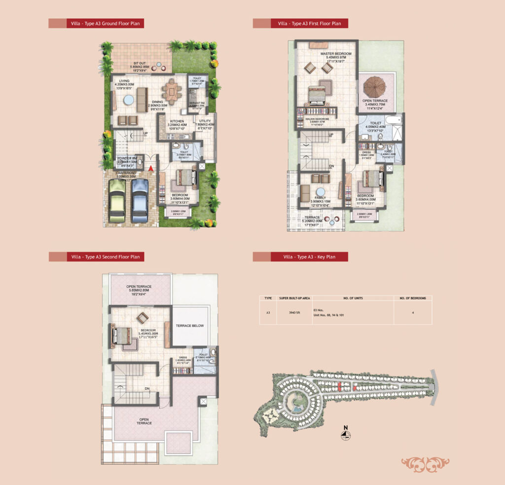 prestige silver oak, villas in whitefield in bangaluru. 4br type a3