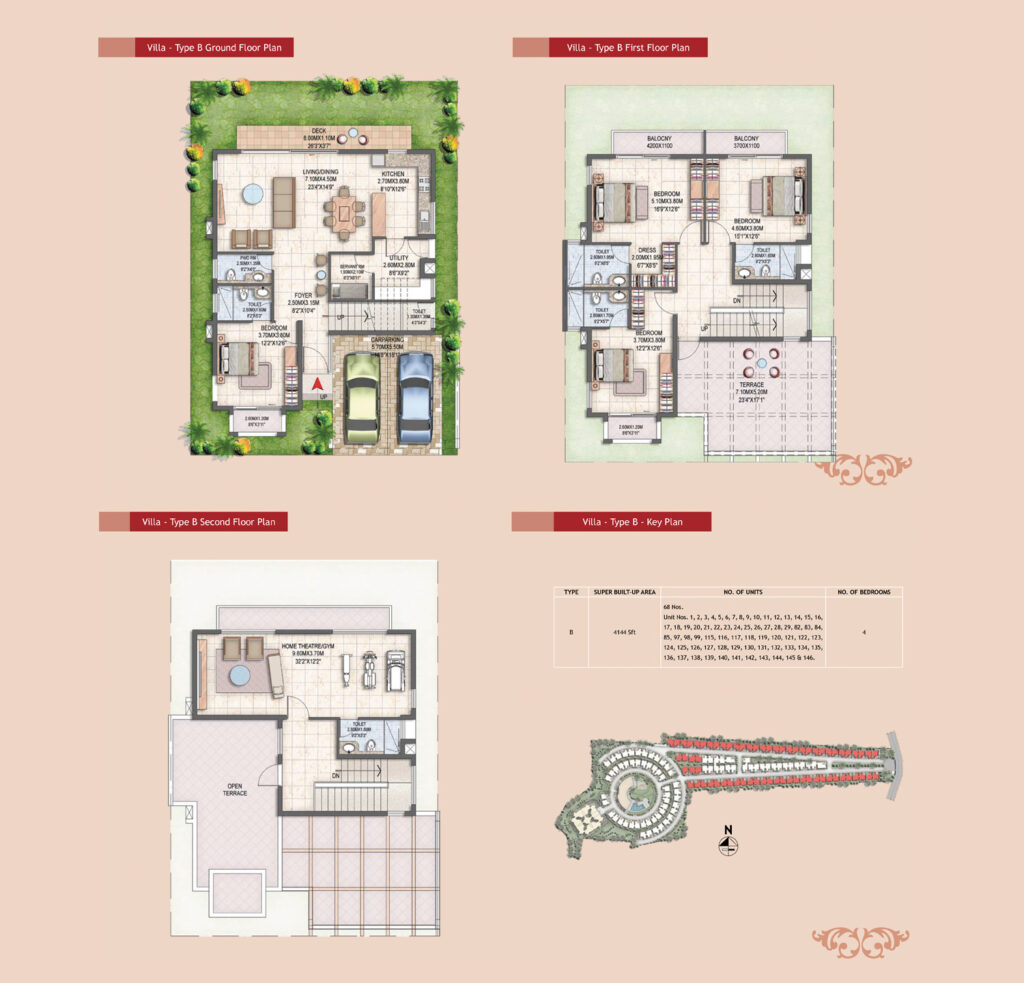 prestige silver oak, villas in whitefield in bangaluru. 4br type b