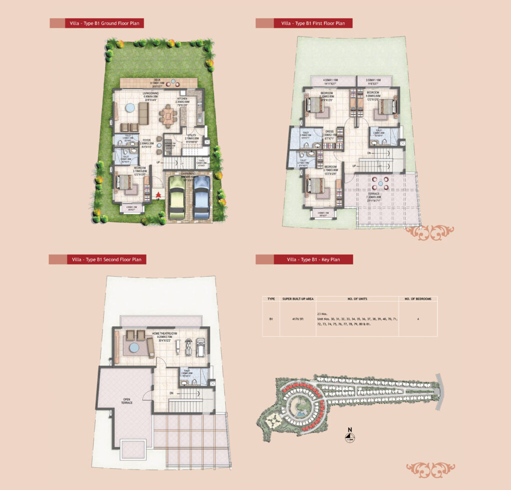 prestige silver oak, villas in whitefield in bangaluru. 4br type b1