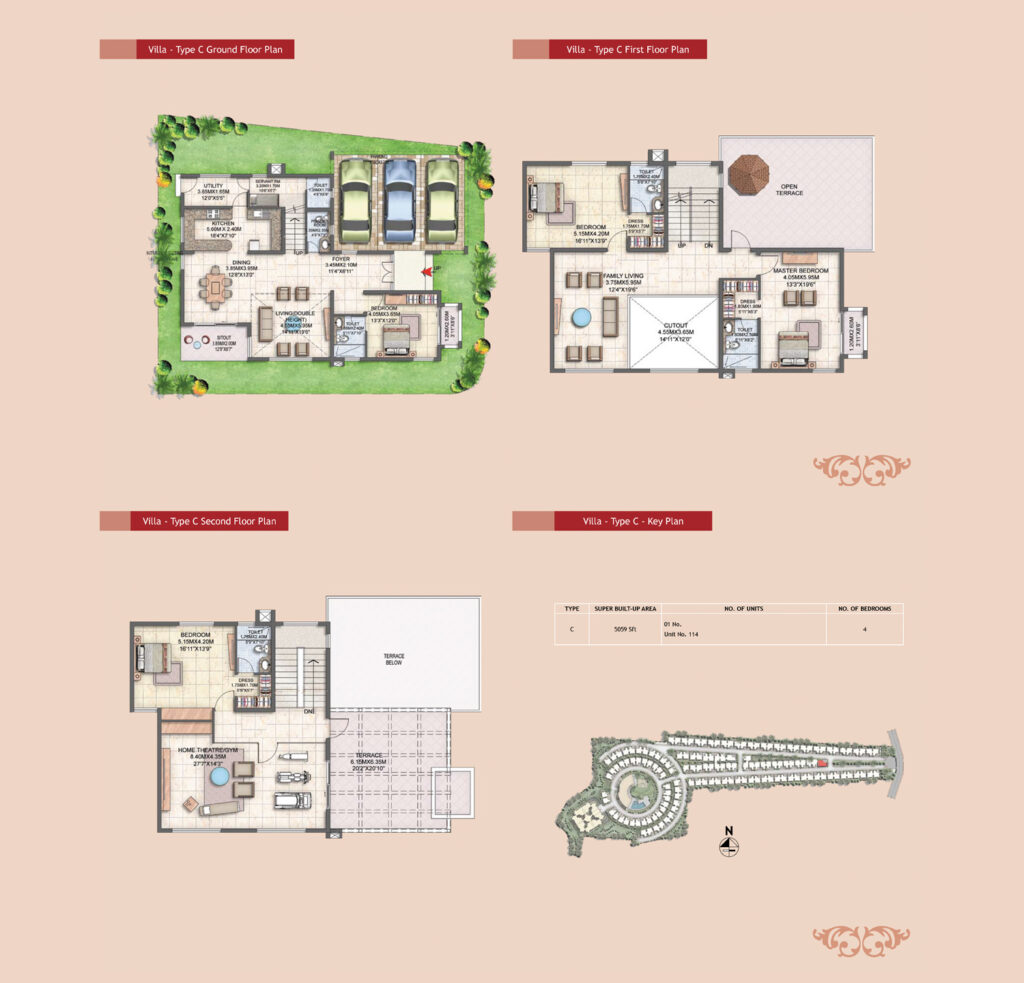 prestige silver oak, villas in whitefield in bangaluru. 4br type c