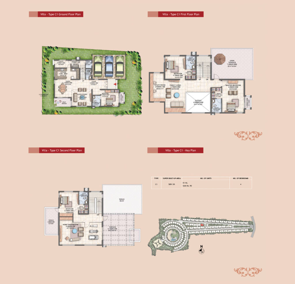 prestige silver oak, villas in whitefield in bangaluru. 4br type c1