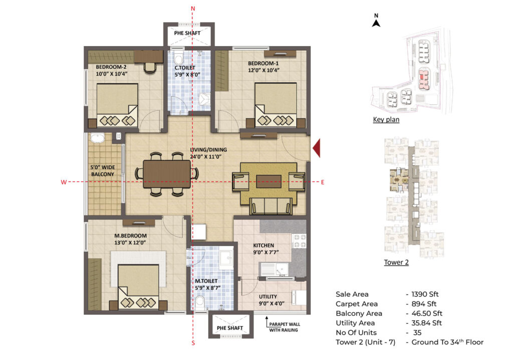 prestige tranquil flats in kokapet hyderabad 3br type a