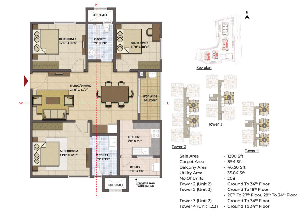 prestige tranquil flats in kokapet hyderabad 3br type b