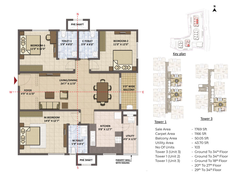 prestige tranquil flats in kokapet hyderabad 3br type d