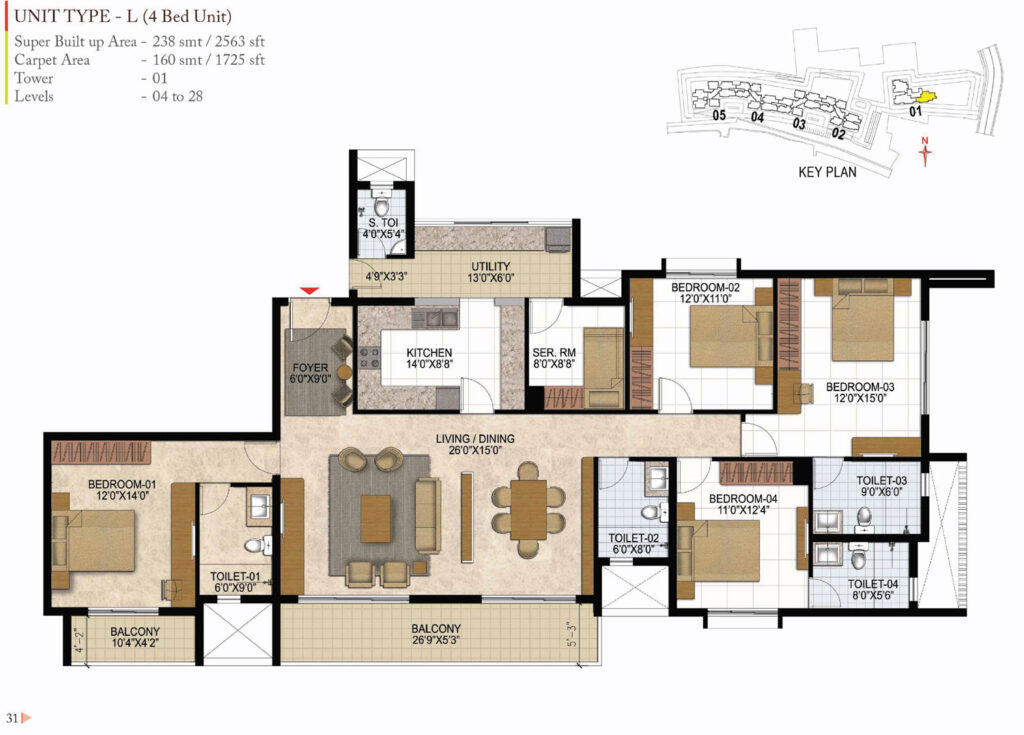 prestige westwoods, flats in rajajinagar bangaluru. 4br type l
