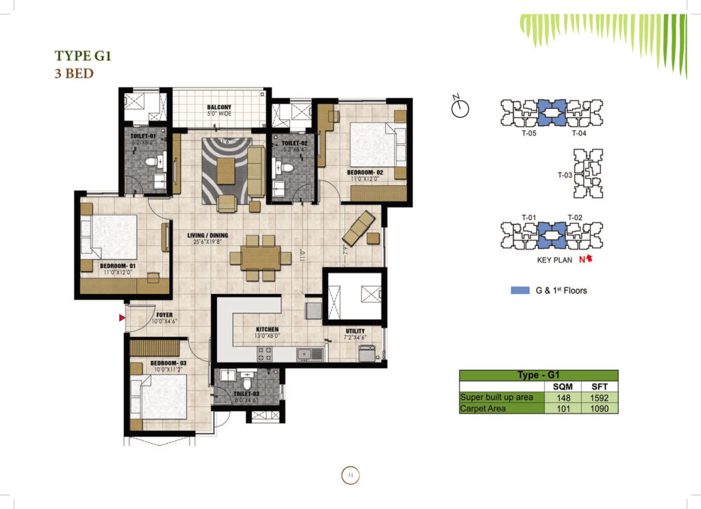 prestige willow tree, flat in vidhyranyapura bengaluru. 3br type g1