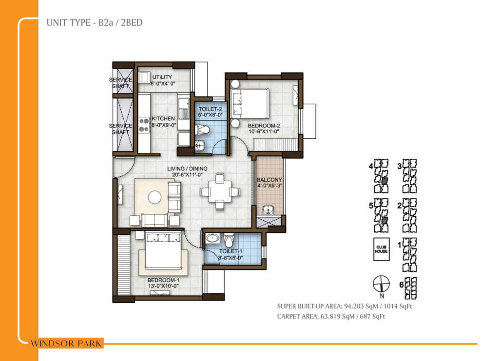 prestige windsor park flasts in rajivnagar chennai 2br type b2a