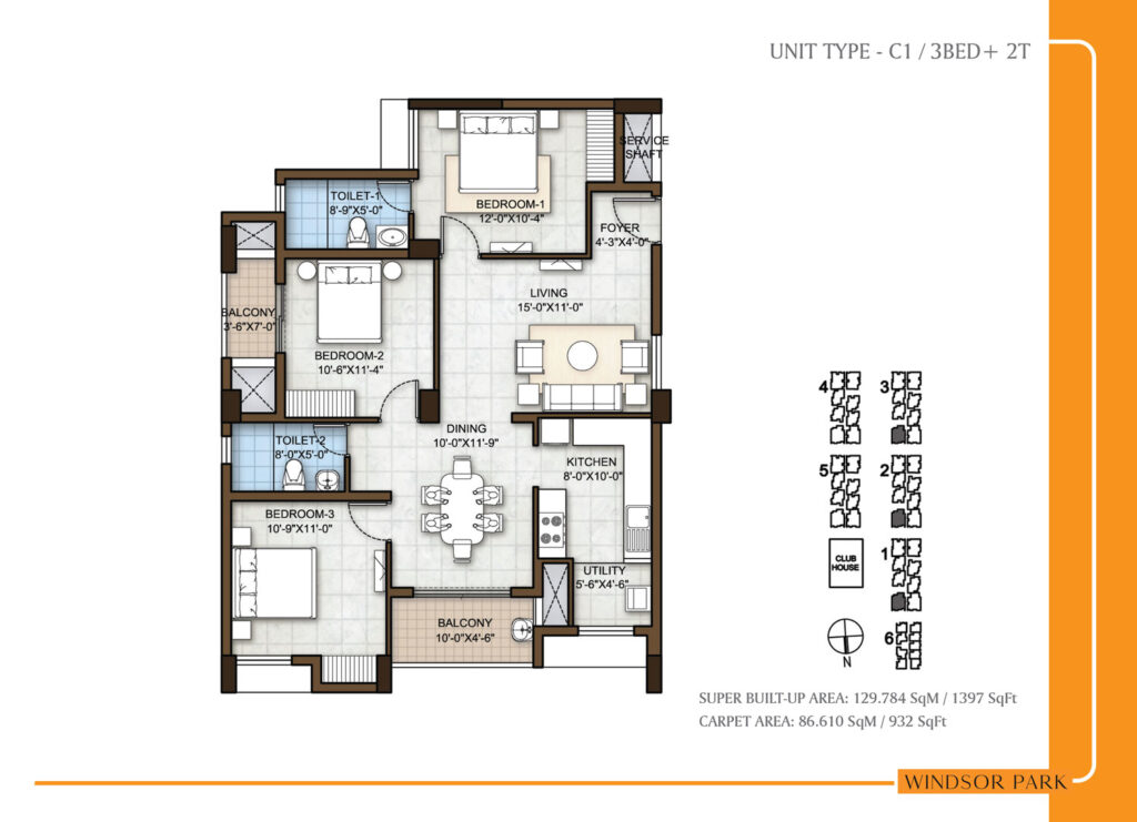 prestige windsor park flasts in rajivnagar chennai 3br type c1