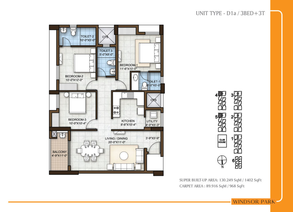 prestige windsor park flasts in rajivnagar chennai 3br type d1a