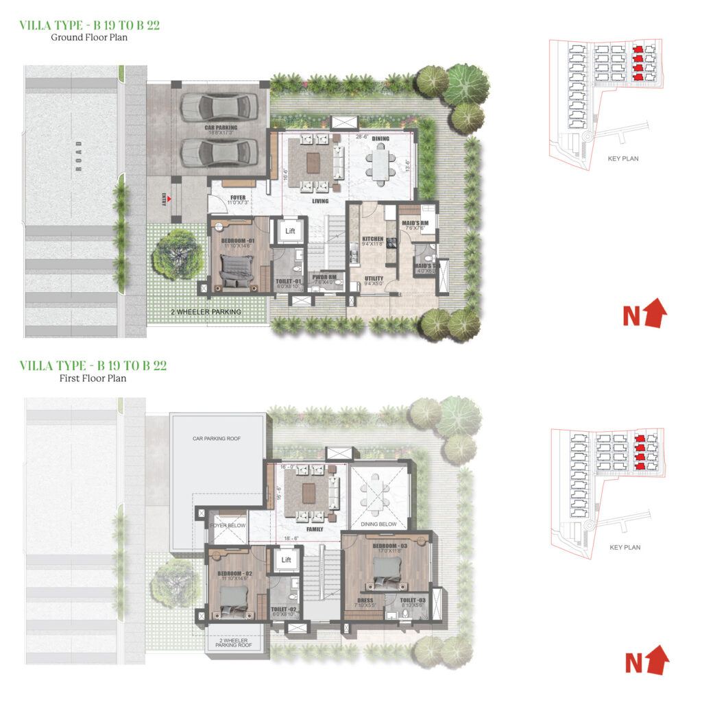 prestige dew drops villas in yelahanka bangalore. 3br type b
