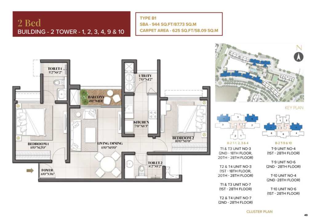 prestige eden park at the prestige city, flats in sarjapur bangalore. 2br type b1