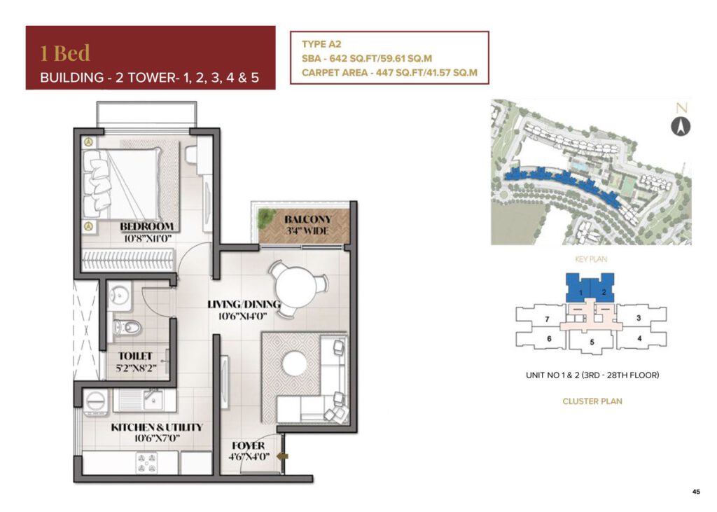 prestige eden park at the prestige city, flats in sarjapur bangalore. 1br type a2