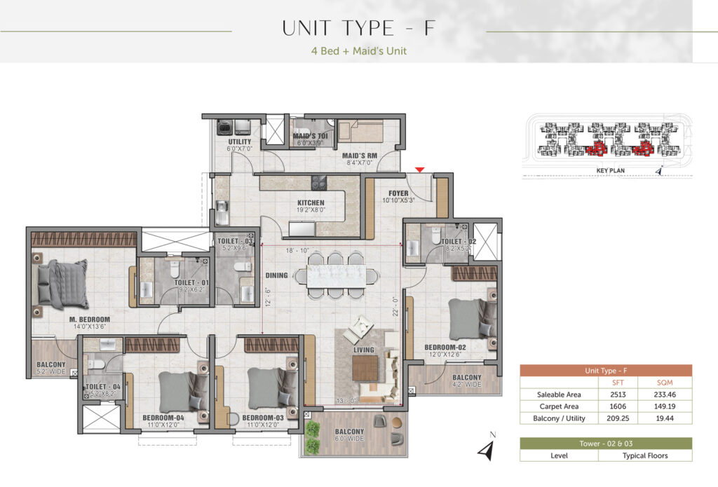 prestige elm park, flats in whitefield bangalore. 4br type f