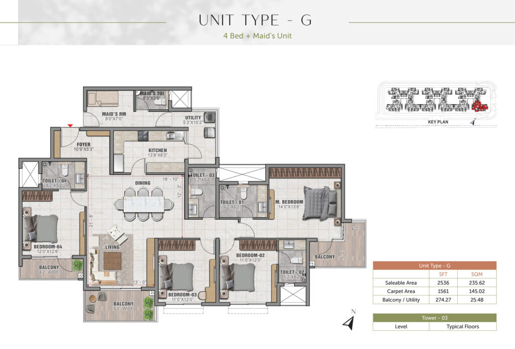 prestige elm park, flats in whitefield bangalore. 4br type g