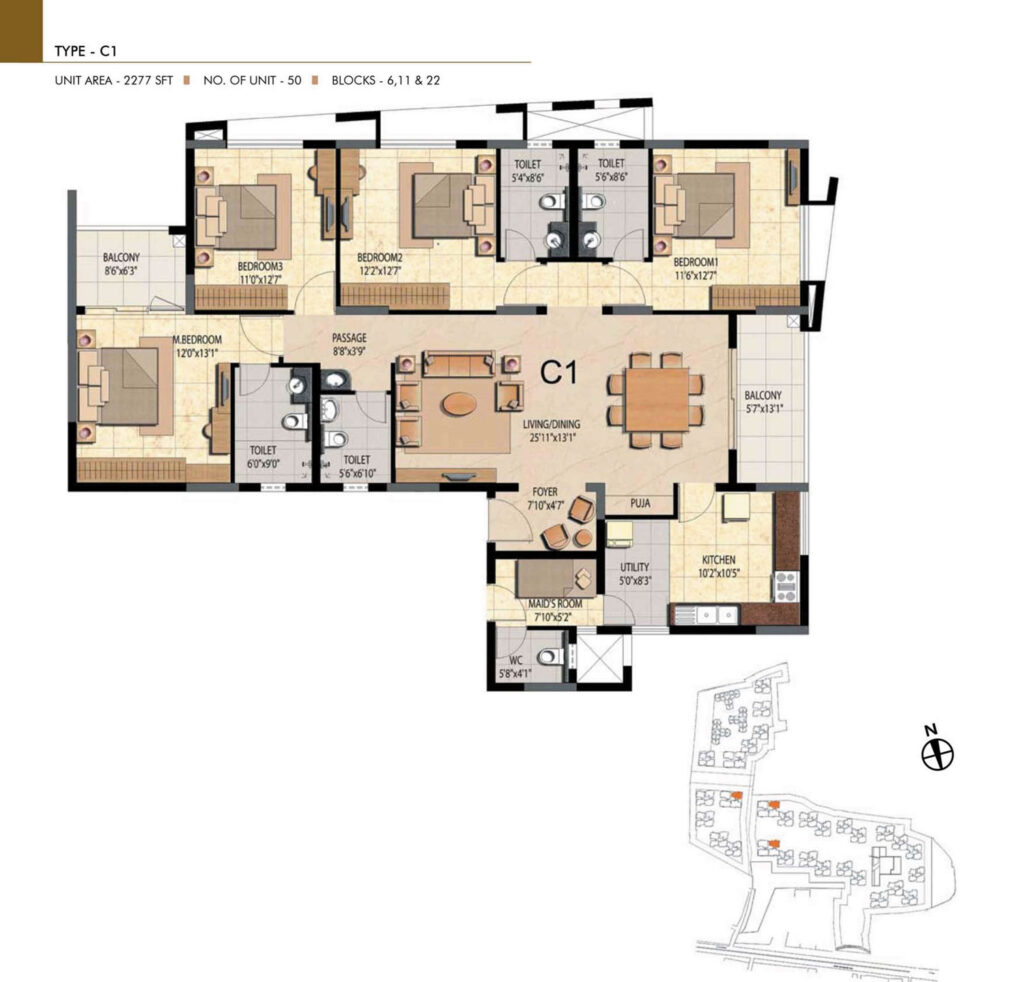 prestige bella vista, flats in pushpanagar chennai. 4br type c1