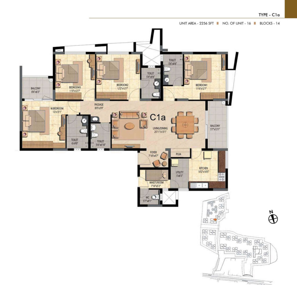 prestige bella vista, flats in pushpanagar chennai. 4br type c1a