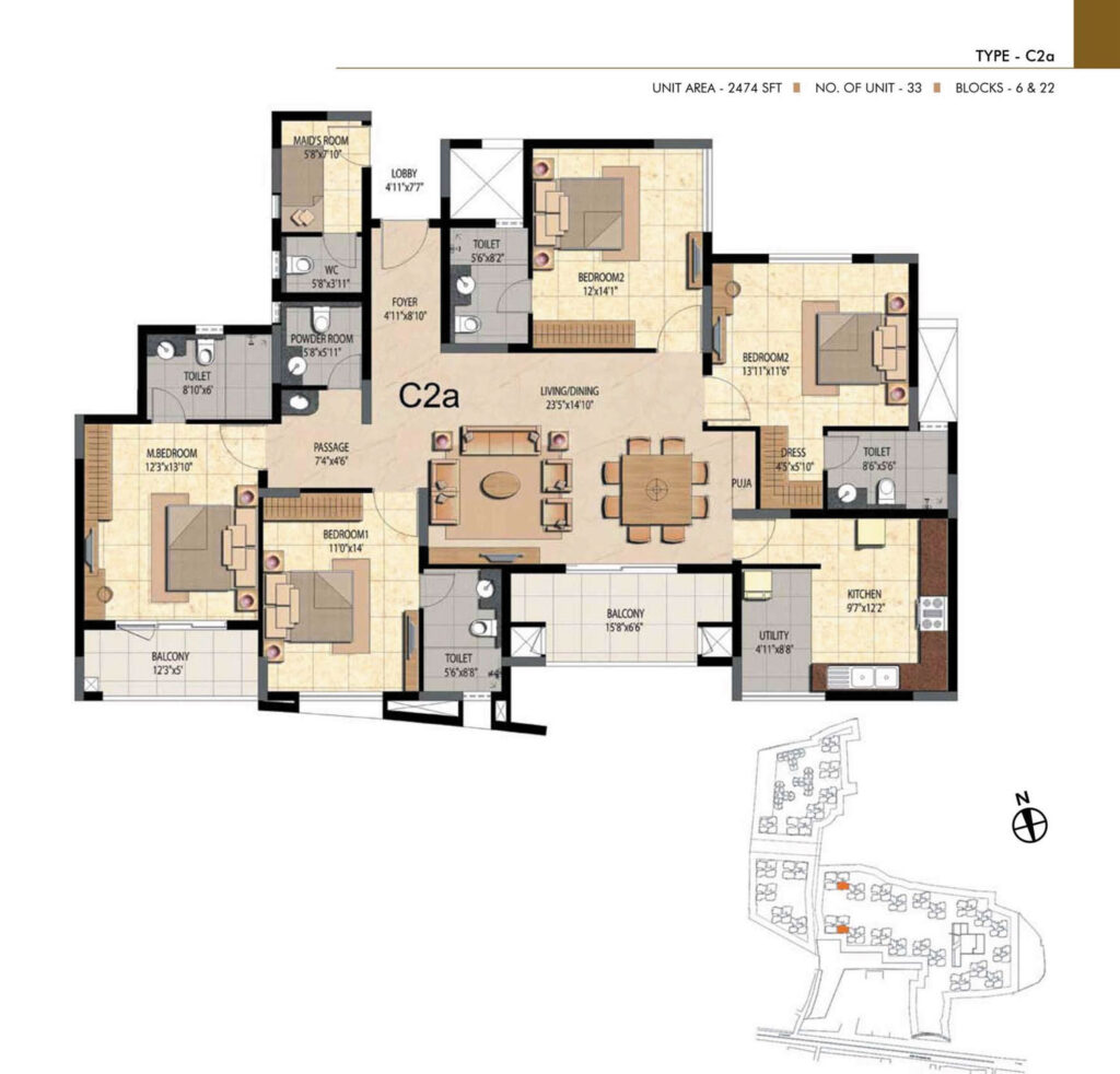 prestige bella vista, flats in pushpanagar chennai. 4br type c2a