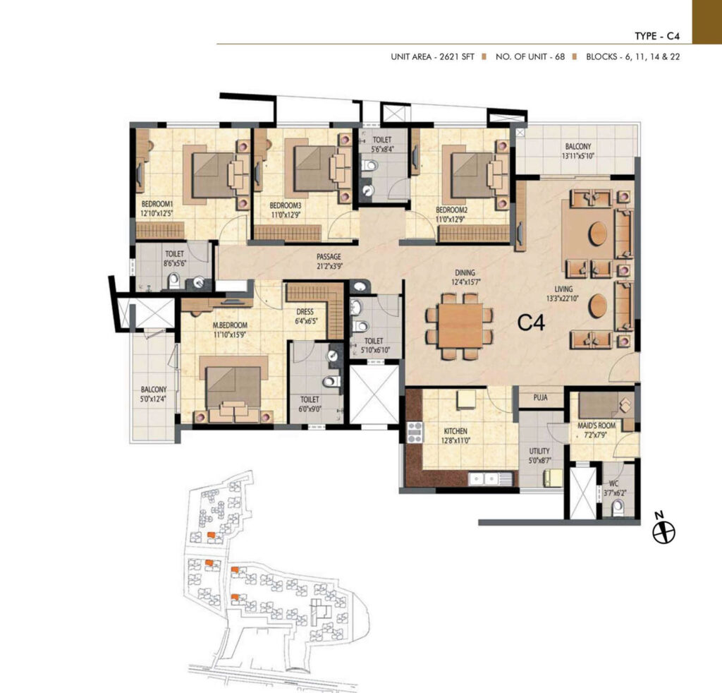 prestige bella vista, flats in pushpanagar chennai. 4br type c4